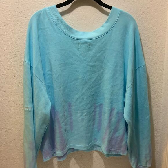 Electric & Rose Oversized High Low Sweatshirt Tie Dye Blue  Small - Picture 6 of 11